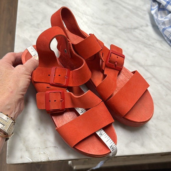 Bryr Studio Jesse Leather Platform Wooden Sandal Orange-Red Size 39/9 - Picture 12 of 12